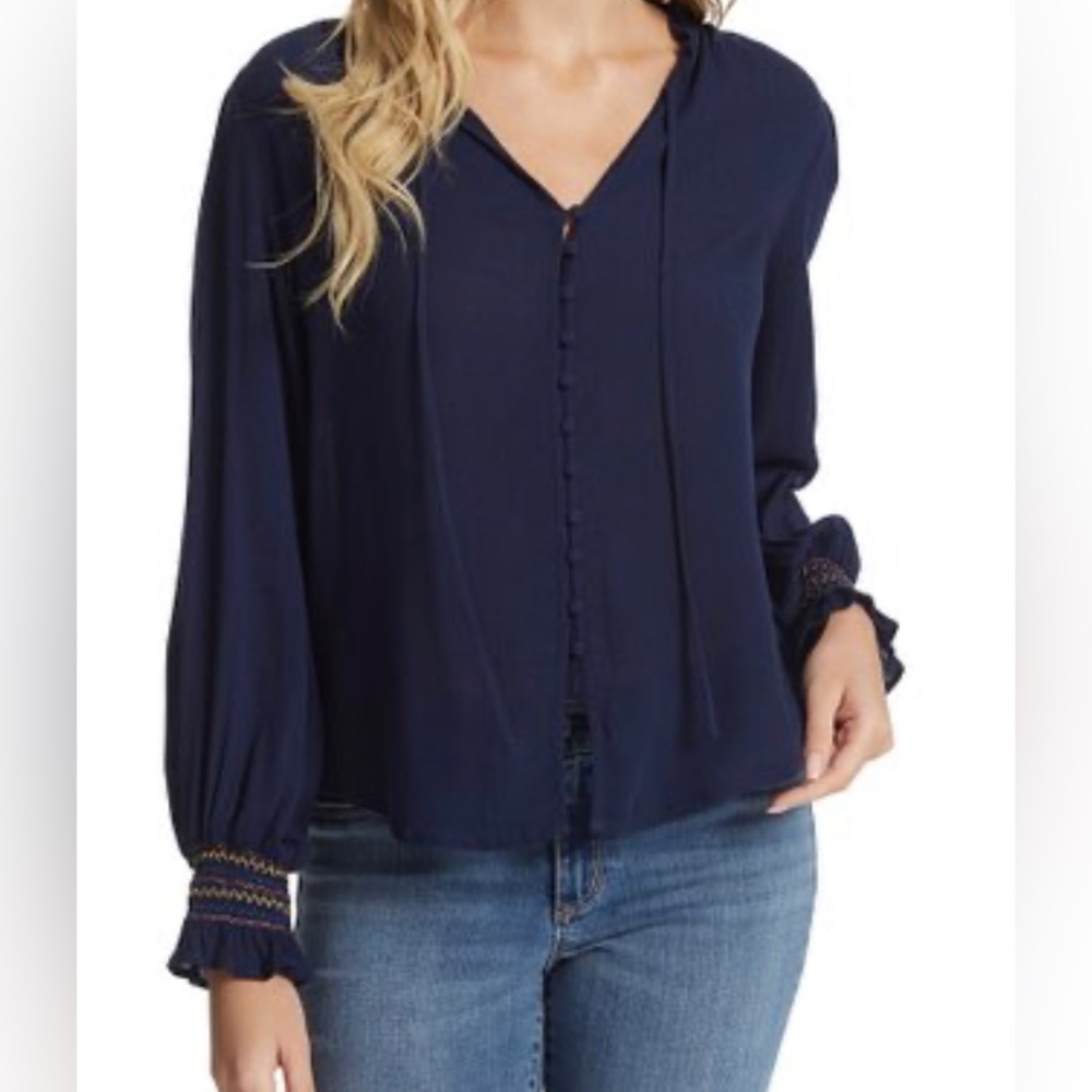 Maritime Blue Presto Bishop Sleeve Blouse